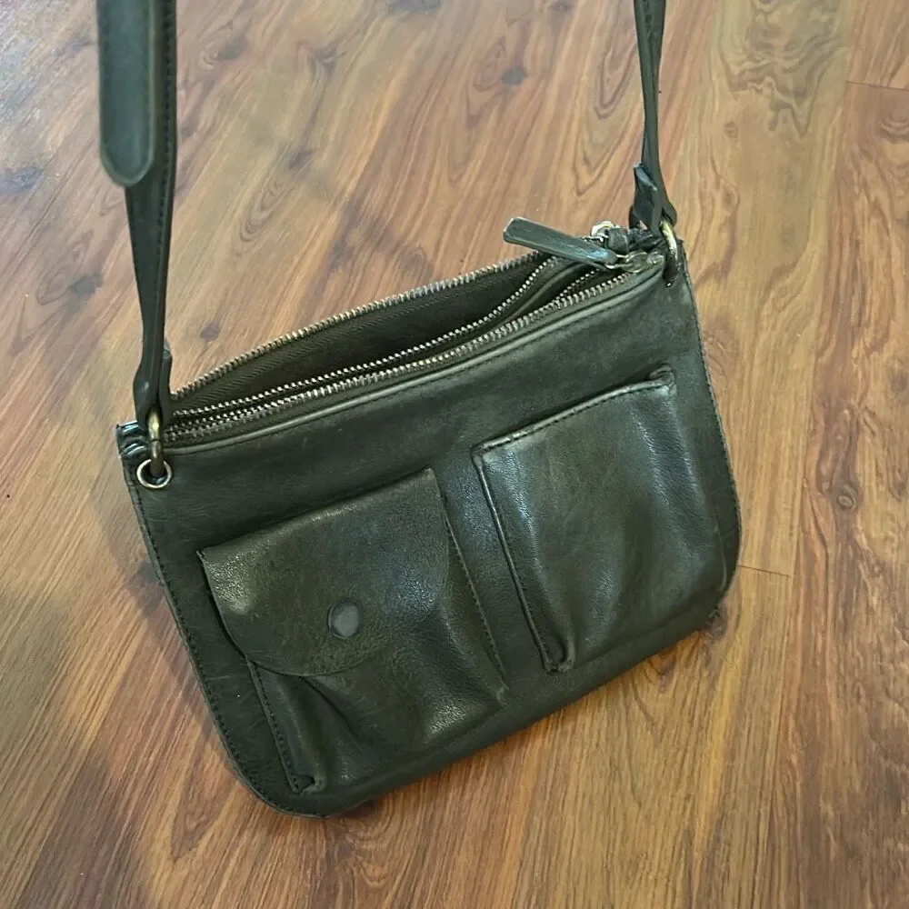 Anthropologie leather green Crossbody bag.